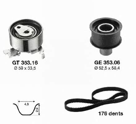 KD45310 SNR Correia do mecanismo de distribuição de gás, kit