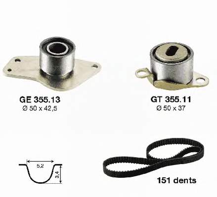 KD45506 SNR Correia do mecanismo de distribuição de gás, kit