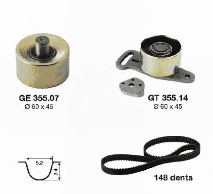 CT522K1 Continental/Siemens Correia do mecanismo de distribuição de gás, kit