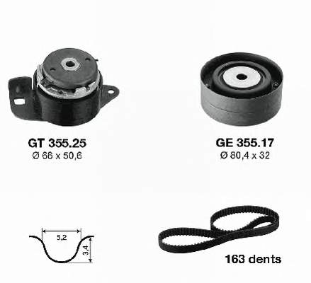 KD45528 SNR Correia do mecanismo de distribuição de gás, kit