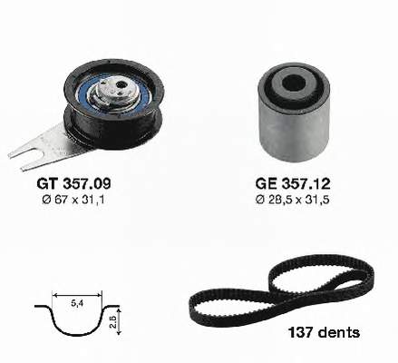 KD45712 SNR Correia do mecanismo de distribuição de gás, kit