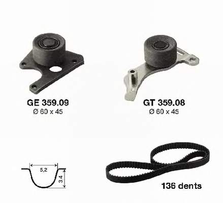KD45901 SNR Correia do mecanismo de distribuição de gás, kit