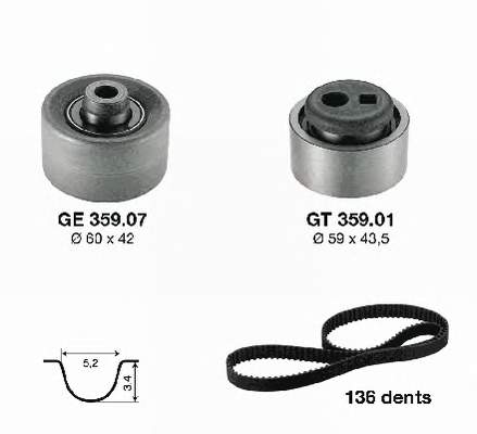 KD45912 SNR Correia do mecanismo de distribuição de gás, kit
