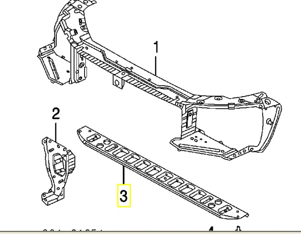 LR000929 Land Rover Reforçador inferior de suporte do radiador