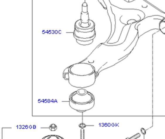 5458417000 Hyundai/Kia Bloco silencioso dianteiro do braço oscilante inferior