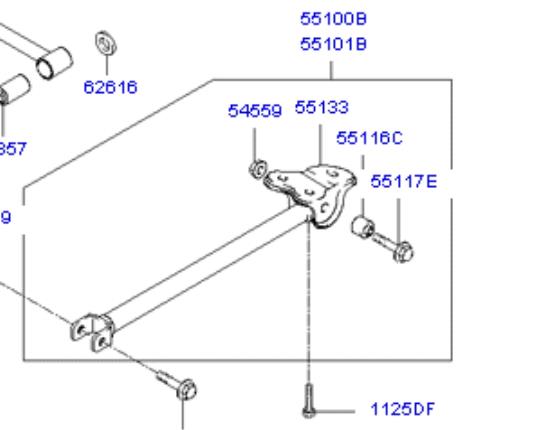 5510017000 Hyundai/Kia Braço oscilante (tração) longitudinal inferior esquerdo de suspensão traseira
