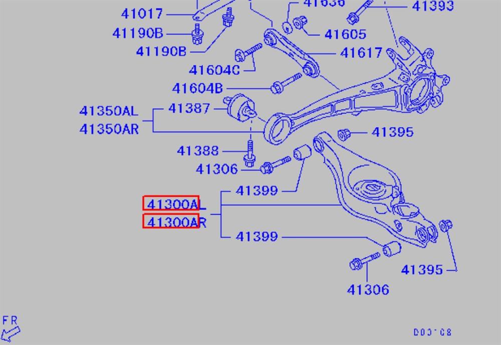 4113A037 Mitsubishi Braço oscilante inferior esquerdo de suspensão traseira
