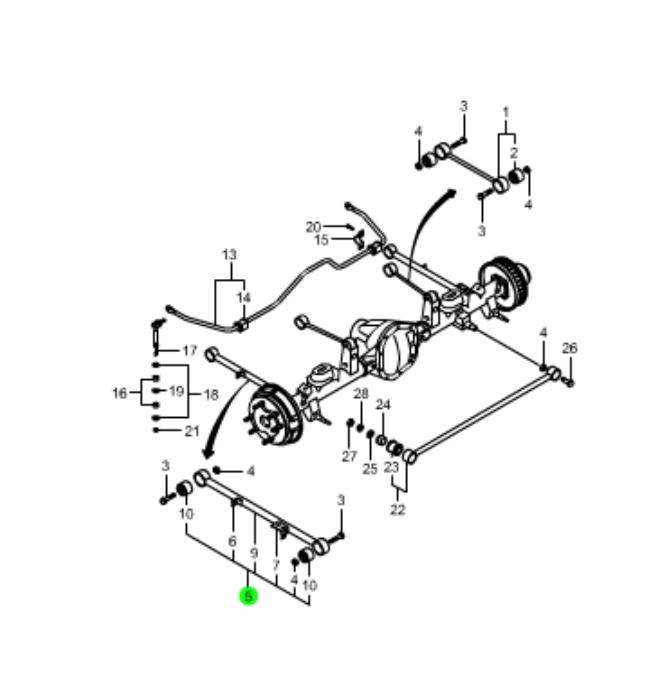 Braço oscilante (tração) longitudinal inferior direito de suspensão traseira Ssang Yong 4550209000 preço, a partir de 54,48 USD
