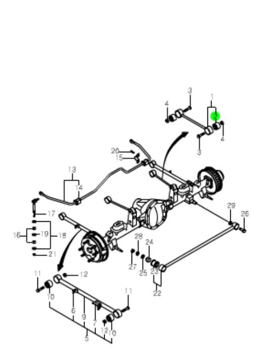 4542105001 Ssang Yong Bloco silencioso do braço oscilante superior traseiro longitudinal