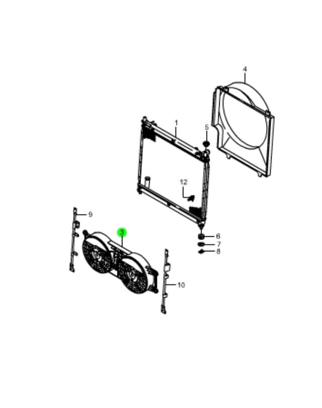 8821008051 Ssang Yong Ventilador elétrico de esfriamento montado (motor + roda de aletas)