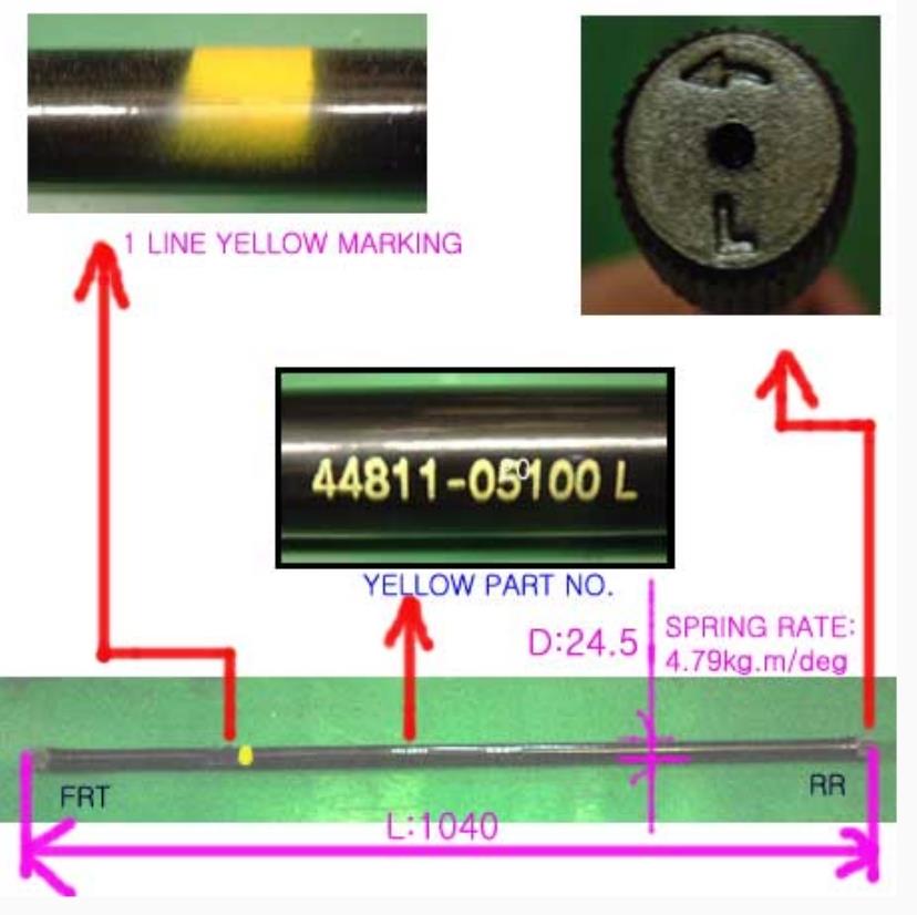 4481105100 Ssang Yong Barra de torção dianteira esquerda