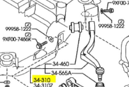 GR1A34J00 Mazda Braço oscilante inferior direito de suspensão dianteira