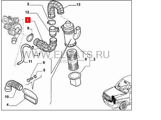 55202255 Fiat/Alfa/Lancia Cano derivado de ar do medidor de consumo do ar