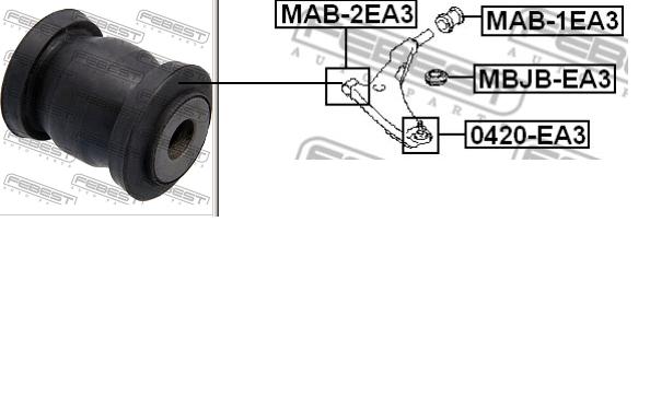 Bloco silencioso dianteiro do braço oscilante inferior Febest MAB2EA3 preço, a partir de 8,18 USD