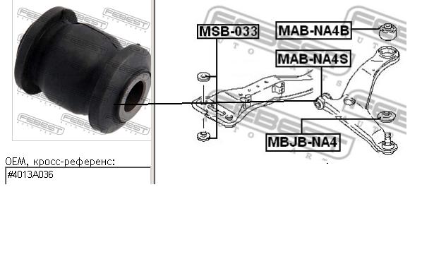 Bloco silencioso dianteiro do braço oscilante inferior Febest MABNA4S preço, a partir de 8,29 USD