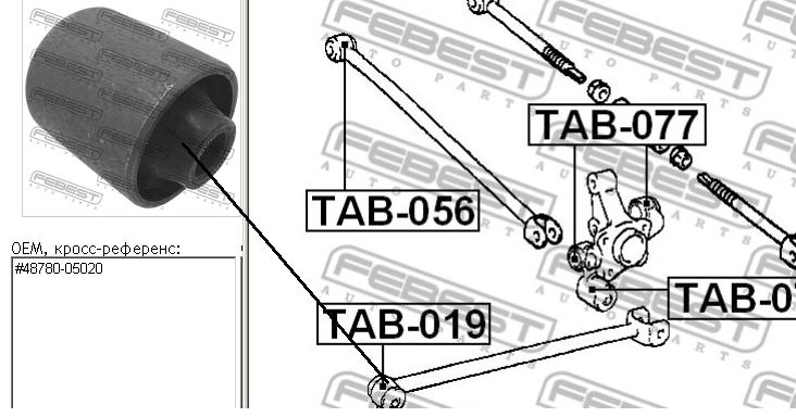 Bloco silencioso de braço oscilante traseiro longitudinal Febest TAB019 preço, a partir de 15,09 USD