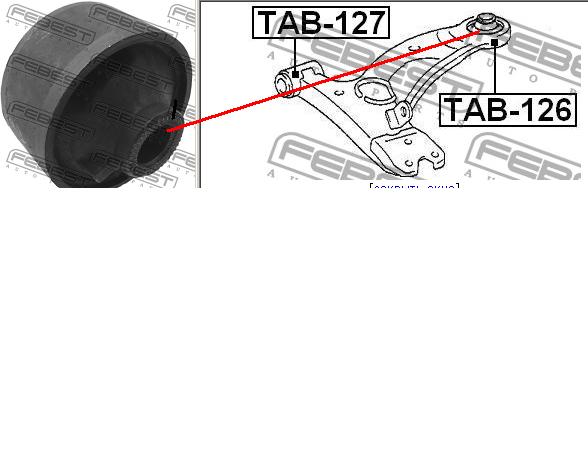 Bloco silencioso dianteiro do braço oscilante inferior Febest TAB126 preço, a partir de 19,14 USD