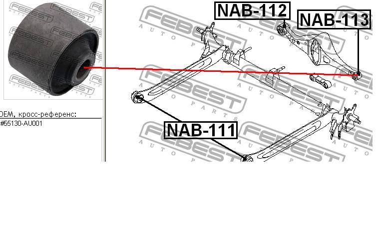 Bloco silencioso traseiro de braço oscilante transversal Febest NAB113 preço, a partir de 15,28 USD