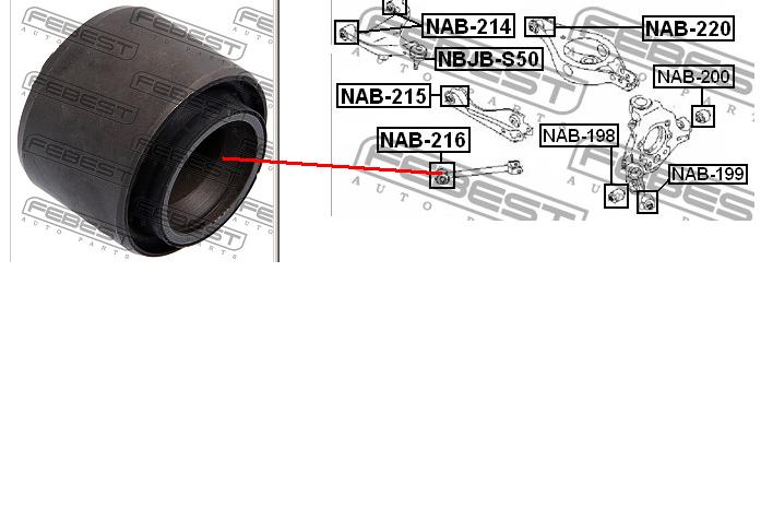 Bloco silencioso da barra longitudinal traseira Febest NAB216 preço, a partir de 8,59 USD