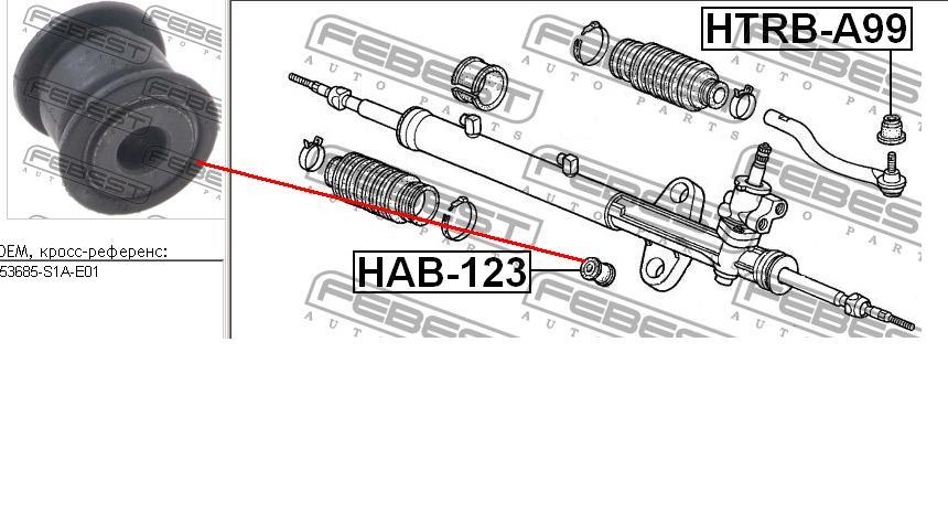 Bucha de fixação da cremalheira da direção Honda 53685S1AE01 preço, a partir de 43,70 USD