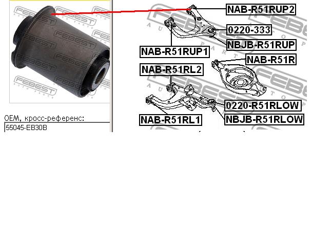Bloco silencioso do braço oscilante superior traseiro Febest NABR51RUP2 preço, a partir de 14,55 USD