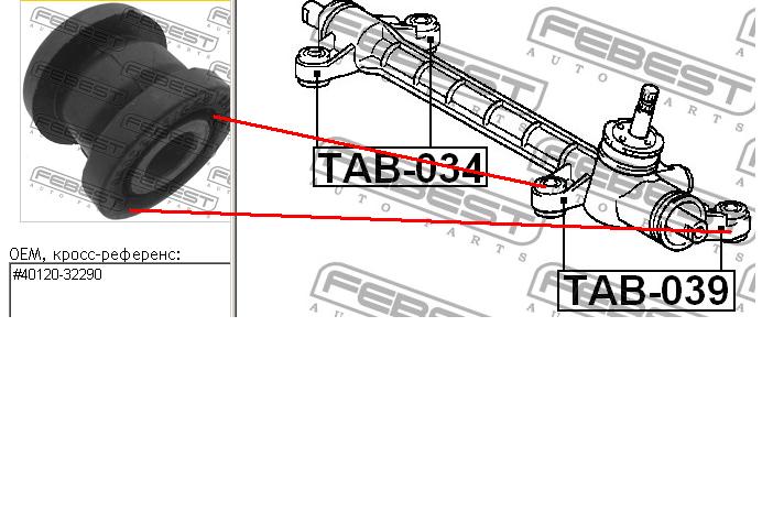Bloco silencioso de fixação da cremalheira da direção Febest TAB039 preço, a partir de 5,55 USD