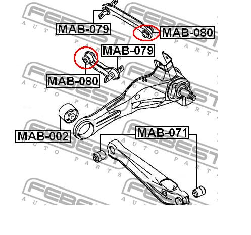 Compre MAB080 Febest Bloco silencioso do pino de apoio traseiro