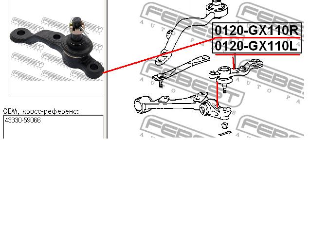 Compre BJ252L Japan Parts Suporte de esfera inferior esquerdo