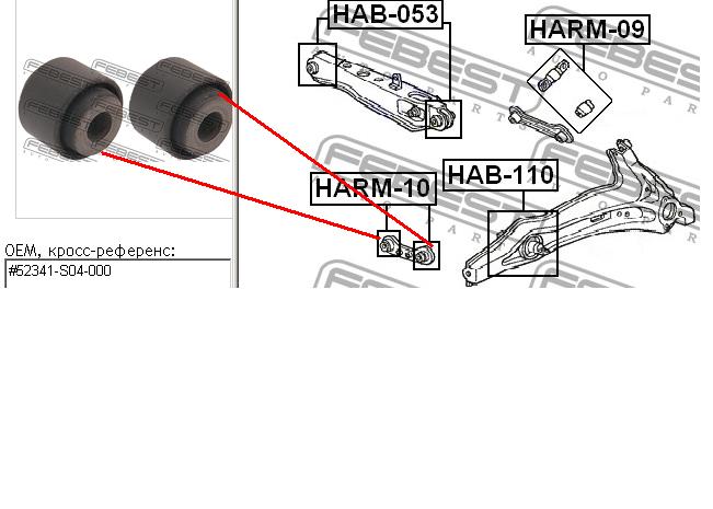 Bloco silencioso da barra Panhard (de suspensão traseira) Febest HARM10 preço, a partir de 6,09 USD
