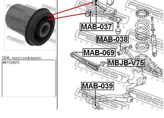 RU5139 Japan Parts Bloco silencioso do braço oscilante superior traseiro