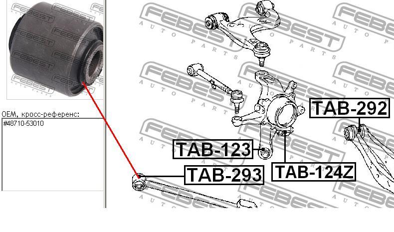 Bloco silencioso de braço oscilante traseiro longitudinal Febest TAB293 preço, a partir de 8,33 USD