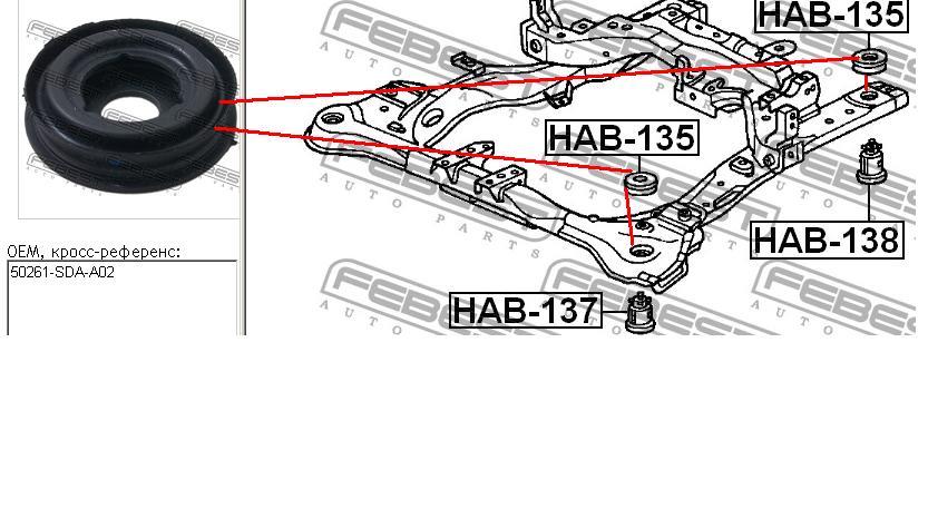 Bloco silencioso (coxim) de viga dianteira (de plataforma veicular) Honda 50261SDAA02 preço, a partir de 20,94 USD