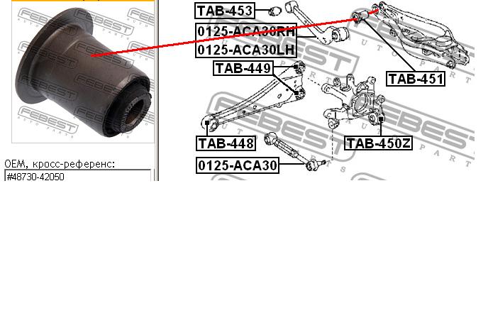 Bloco silencioso do braço oscilante inferior traseiro Febest TAB451 preço, a partir de 7,37 USD