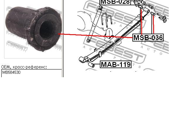 Bloco silencioso traseiro da suspensão de lâminas traseira Mitsubishi MB111070 preço, a partir de 0,82 USD