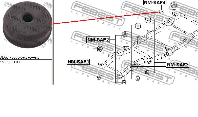 95155C6000 Nissan/Infiniti Coxim de chassi (de fixação de carroçaria)