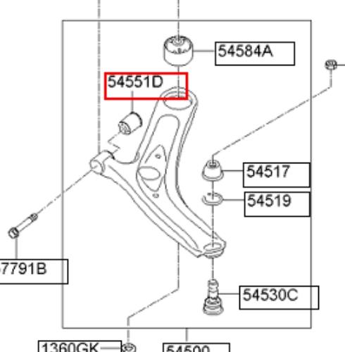 545511E000 Hyundai/Kia Bloco silencioso dianteiro do braço oscilante inferior