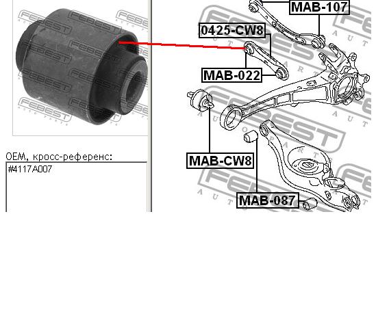 Bloco silencioso da barra Panhard (de suspensão traseira) Febest MAB022 preço, a partir de 12,58 USD