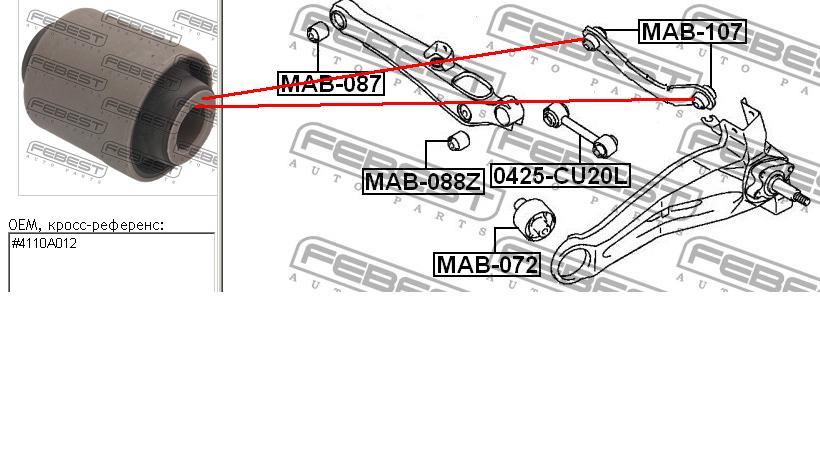Bloco silencioso do braço oscilante superior traseiro Febest MAB107 preço, a partir de 9,06 USD