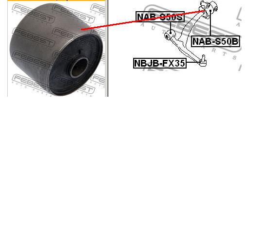 Bloco silencioso dianteiro do braço oscilante inferior Febest NABS50B preço, a partir de 24,48 USD
