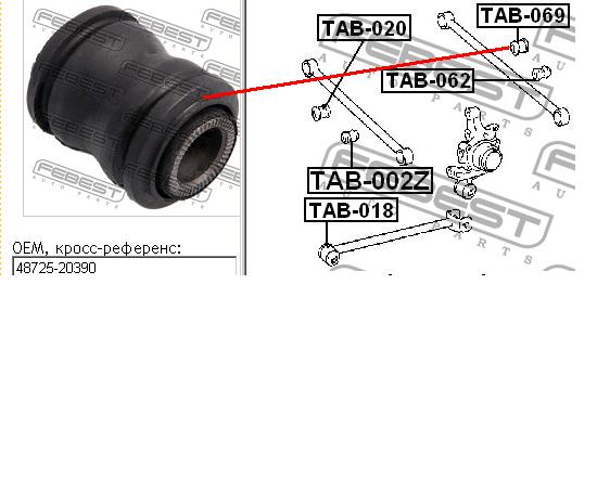 Bloco silencioso da barra Panhard (de suspensão traseira) Febest TAB069 preço, a partir de 7,71 USD