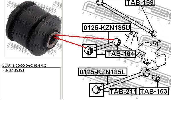 Bloco silencioso do braço oscilante superior traseiro longitudinal Febest TAB164 preço, a partir de 8,64 USD