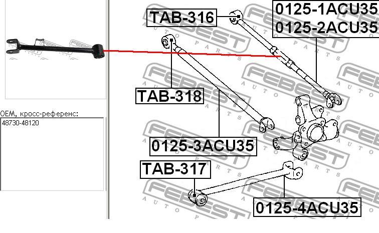 Barra transversal de suspensão traseira Febest 01252ACU35 preço, a partir de 62,00 USD