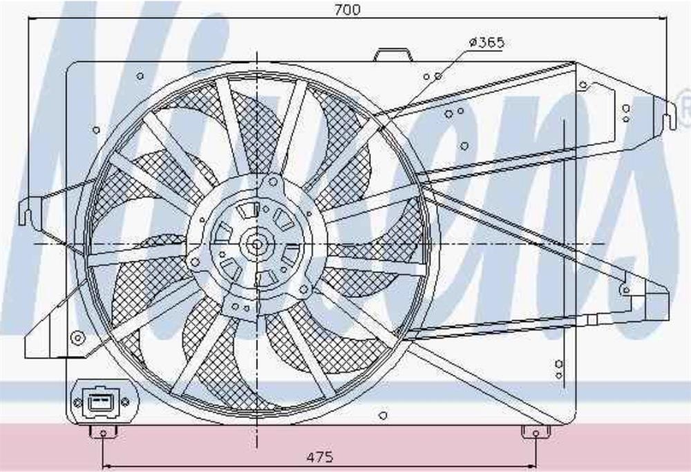 47679 NRF Difusor do radiador de esfriamento, montado com motor e roda de aletas