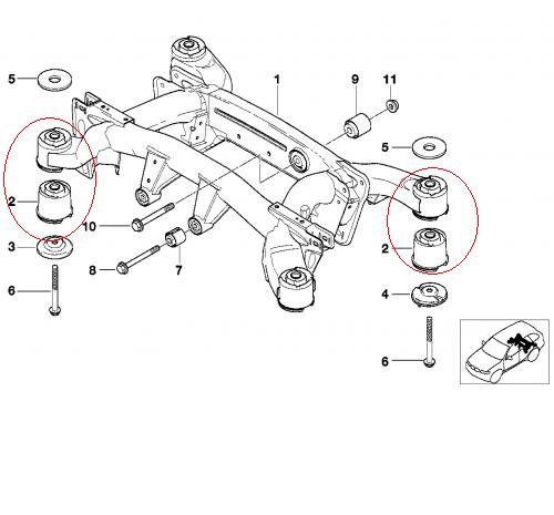 33316770454 BMW Bloco silencioso de viga traseira (de plataforma veicular)
