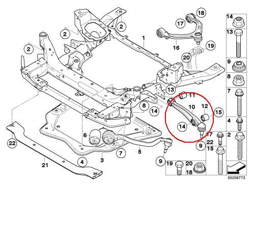 31122413486 BMW Braço oscilante inferior direito de suspensão dianteira