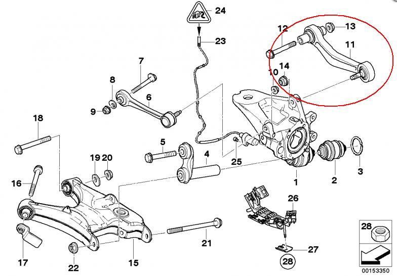 33326770860 BMW Braço oscilante superior direito de suspensão traseira