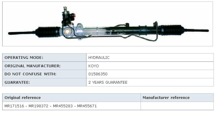 Cremalheira da direção para Mitsubishi Galant E5A, E7A, E8A