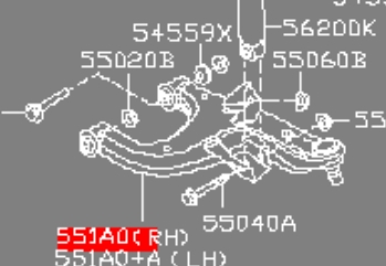 551A0EB300 Nissan/Infiniti Braço oscilante inferior direito de suspensão traseira