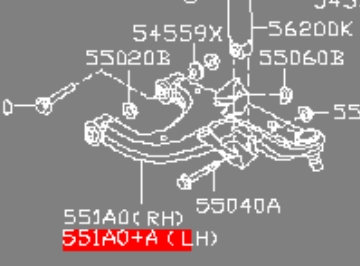 551A1EB300 Nissan/Infiniti Braço oscilante inferior esquerdo de suspensão traseira