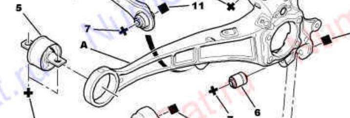 5175EF Peugeot/Citroen Braço oscilante (tração) longitudinal inferior direito de suspensão traseira